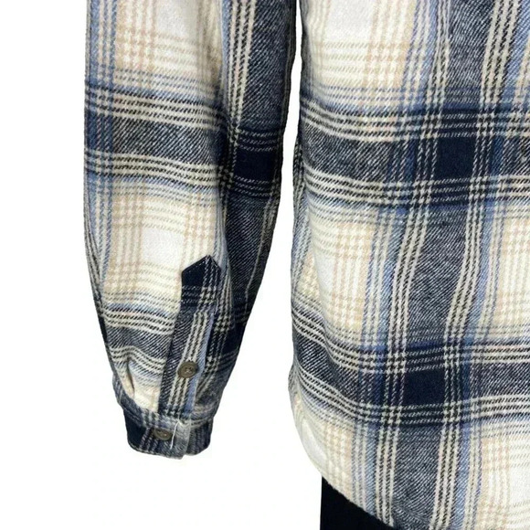 Brooklyn Cloth Mens S Heavy Flannel Sherpa Lined Shacket Windowpane Plaid Jacket - Picture 9 of 16